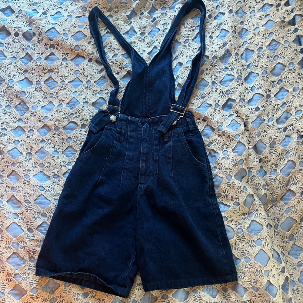 Dark Blue High Waisted Denim Overalls